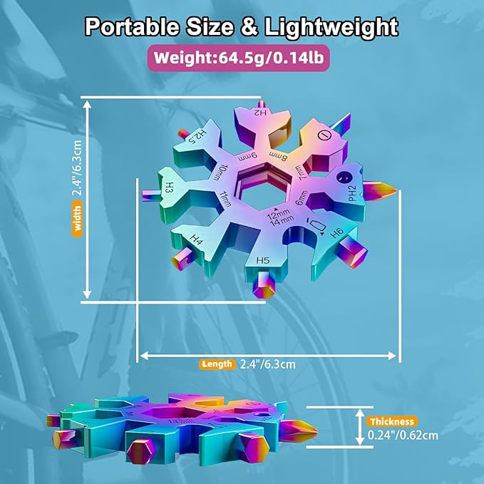 18 in 1 Snowflake Multi Tool, Phillips Flat Screwdriver Kit/Wrench/Bottle Opener, EDC Camping Gear, Gifts for Men (Colorful)
