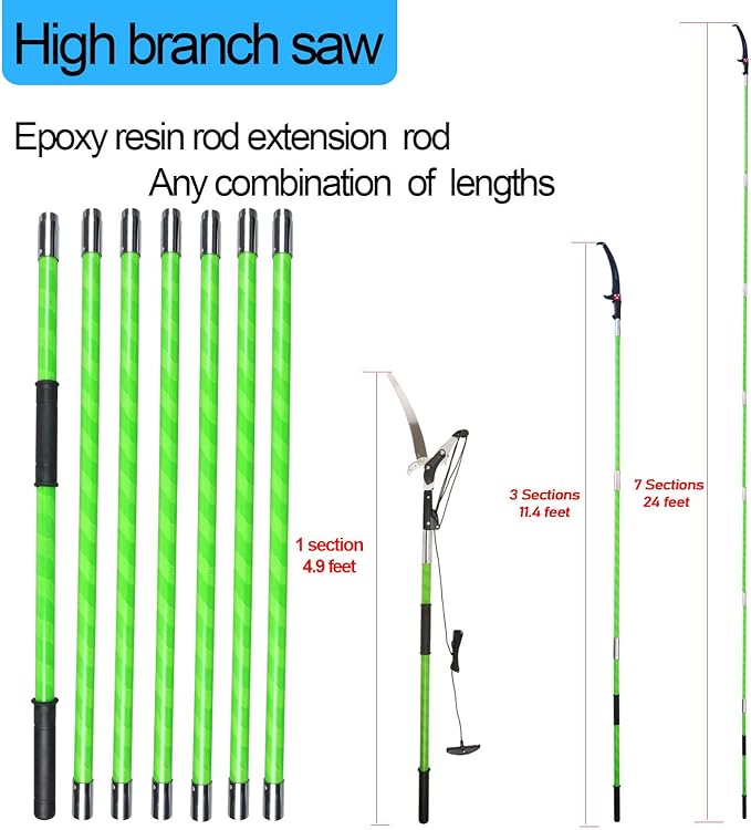 24 Feet Pole Saws For Tree Trimming Hand saw high branch scissors set Alloy saw blade Hand Pole Saws for Sawing and Shearing