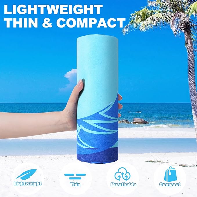 2 Packs Microfiber Oversized Lightweight Thin Beach Towel Compact Sandproof Quick Dry Clearance Towels Extra Large Sand Free Pool Essentials Accessories Women Men Adults Gifts Cactus Coconut Tree