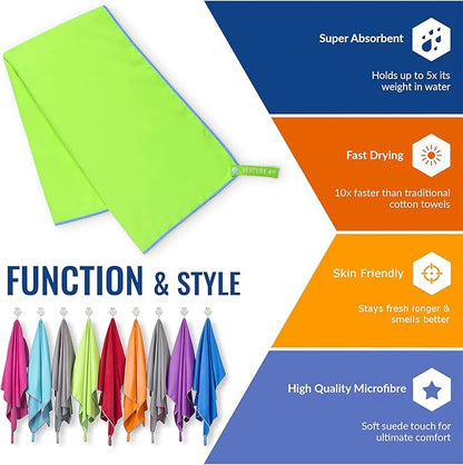 VENTURE 4TH Quick Dry Travel Towel - Fast Drying Ultra Soft Microfiber Towels - Essential for Camping, Backpacking, Yoga, Swimming, Gym, Sports and Beach - 3 Compact Sizes