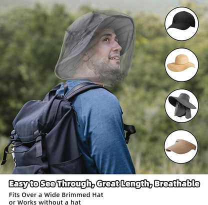 6 Packk Mosquito Covers Wearable Head Net Face Mesh Protecting Net Mosquito Fly Insects Bugs Preventing for Outdoor