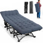 ATORPOK Camping Cot for Adults with Cushion Comfortable,Portable Folding Bed for Sleeping Supports 450 lbs (Blue)