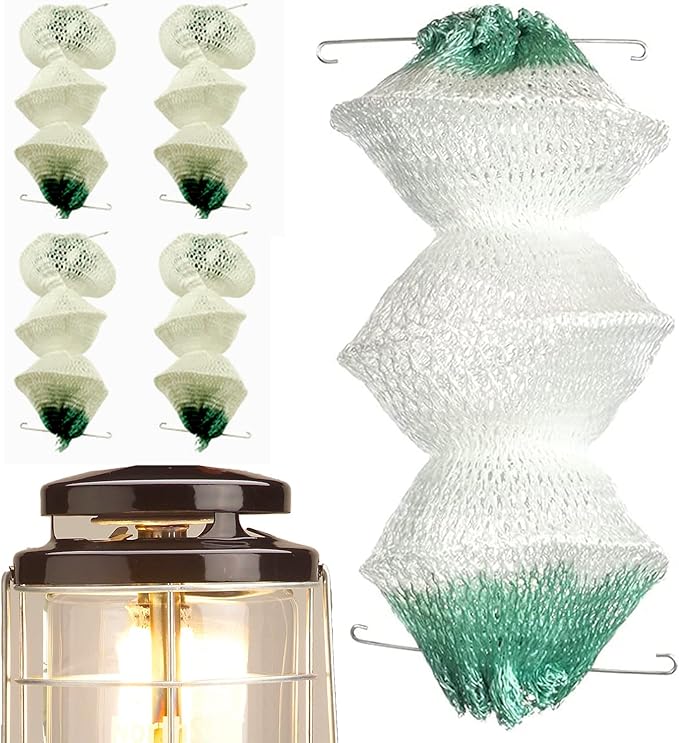 4 Pack Lantern Mantles for Gas Lamp, 3-Layer Type Accordion Shape with 2 Install Clip