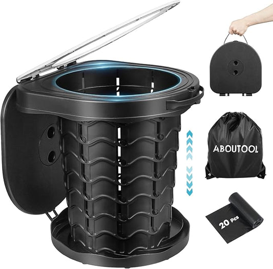 Portable Toilet for Adults, Adjustable Height Camping Toilet Portable, Outdoor Emergency Toilet for Car, Travel, Camping, and Hiking, Comfortable Portable Potty for Adults with 20 Toilet Bags