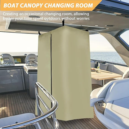 Privacy Tent for Boats, Heavy-Duty Hanging Changing Room for Pontoon Boats, Privacy Curtains for Pontoon Boats, Attaches to Bimini Top Poles (Gray)