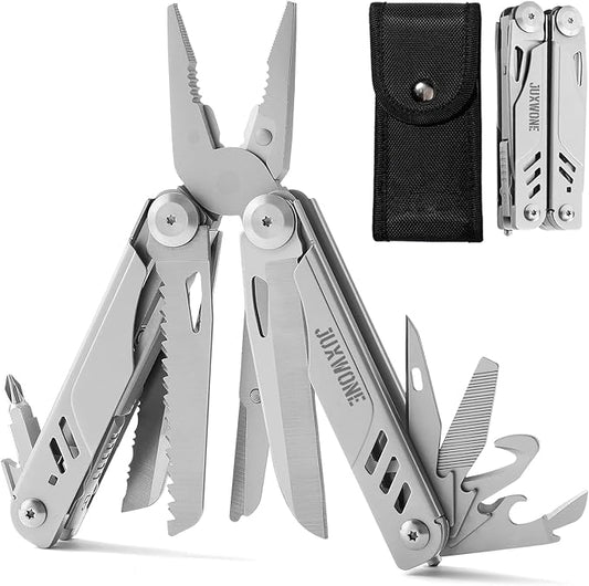 18-in-1 Multitool Pocket Size, Pliers with Knives, Scissors, Wire Cutter, Saw, Bottle Opener, Excellent Stainless Steel, Unique Gift, Essential Gear for Camping, Hiking, Fishing, Outdoor, DIY, EDC