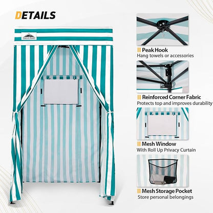 EAGLE PEAK Flex Compact 4x4 Pop-up Canopy Changing Room, Portable Privacy Dressing Room for Indoor Fashion Photoshoots, Camping, or Pool, White/Light Blue