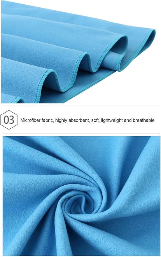 3Pack Quick Drying Soft Microfiber Towel, Sport Super Absorbent Bath Beach Towel Portable Gym Towel for Camping Swimming Running Yoga Golf Hiking Towel (Sky Blue)
