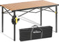 Portable Outdoor Camping Table Large for 2-6 Person - Foldable Camp Table with Aluminum Roll-Up Top & Carry Bag for BBQ, Tailgating, Backyard, 220 Lbs Capacity, Stable & Sturdy (Natural)