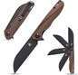 Sitivien ST103 Folding Knife, D2 Steel Blade,Micarta Handle EDC Tool Knife for Outdoor, Camping, Hunting, Survival(Brown)