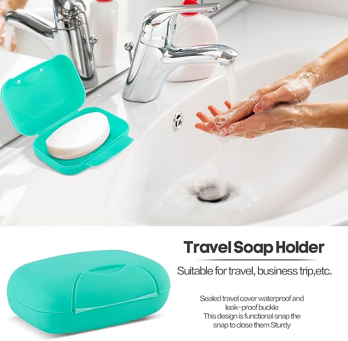 2 Pcs Plastic Soap Case Holder Container Box Home Outdoor Hiking Camping Travel Blue