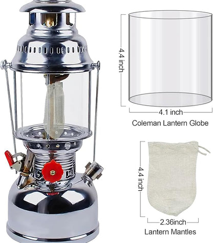 1Pcs Lantern Glass Replacement with 10Pcs Propane Lantern Mantles Compatible with Coleman Fueled Lanterns, Clear Lantern Globe, Reusable Lantern Parts for Camping Hiking Outdoors Lighting