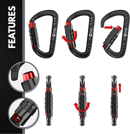 12kN (2697 lbs) Heavy Duty, Locking, Auto Locking, Wiregate Carabiner Clips, for Securing Pets, Outdoor, Camping, Hiking, Hammock, Dog Leash Harness, Keychains