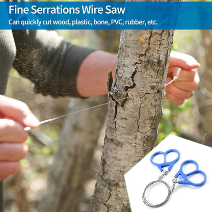 3 Pack Stainless Steel Wire Saw Emergency Saw Kit, Camping Wire Saw Mini Backpacking Saw, Cable Cutting String Bone Rope Saw, Travel Chainsaw for Wood Cutting Hiking Hunting (Plastic Handle)