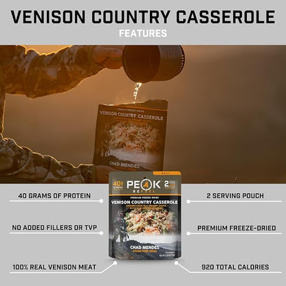 Peak Refuel Venison Country Casserole | Chad Mendes Signature Meal | Premium Freeze-Dried Variety Meals | Hunting, Survival, Camping, Backpacking Food | High-Protein Game Meats | MRE | Made in USA