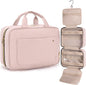 BAGSMART Toiletry Bag Travel Bag with Hanging Hook, Water-resistant Makeup Cosmetic Bag Travel Organizer for Accessories, Shampoo, Full-size Container, Toiletries (Light Pink, Medium)