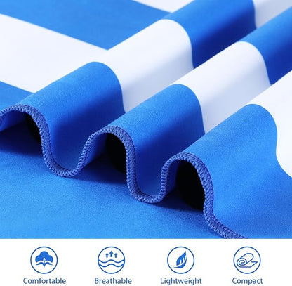2 Packs Microfiber Oversized Lightweight Thin Beach Towel Sandproof Compact Quick Dry Clearance Towels Extra Large Sand Free Pool Travel Beach Essentials Accessories Women Adult Gift Blue Powder
