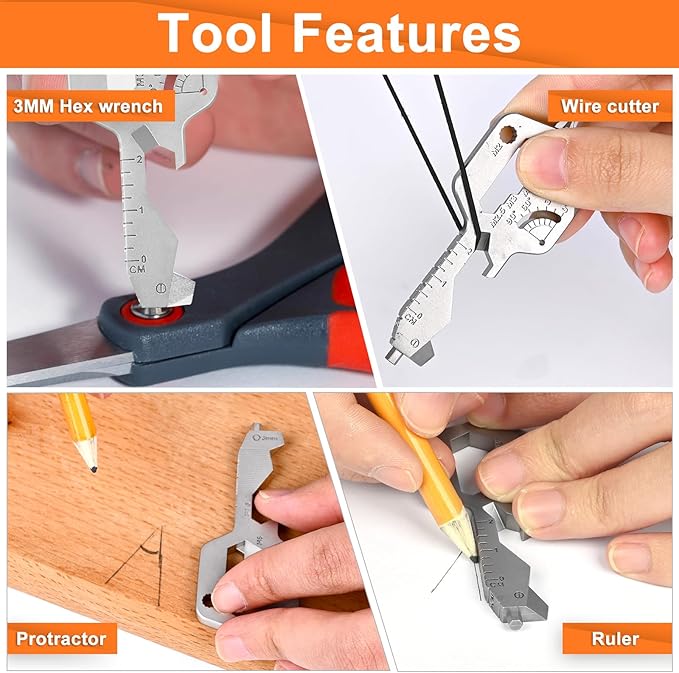 20-in-1 Key Shaped Pocket Multi Tool -2Pack Versatile EDC Gadgets, Bottle Opener Keychain, Screwdriver Keychain, Ideal Gifts Multipurpose Tool, Compact EDC Keychain, Silver