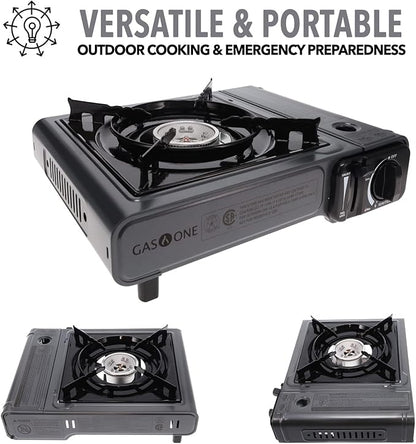 Gas One Butane Gas Stove with 4 Fuel Canister Catridge - Gray