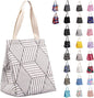 iknoe Insulated Lunch Bag for Women, 9L Sturdy Wide-Open Foldable & Portable Lunch Tote with Interior Pockets, Water-resistant Thermal Lunch Cooler for Adults Picnic Beach (White Rhombus)