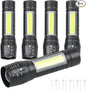 5 Pack Mini Small Pocket LED Flashlight USB Rechargeable High Lumens Bright Powerful EDC Flash Lights - Aluminum Handheld Flashlight Bulk for Kids, Portable Camping Christmas Gifts