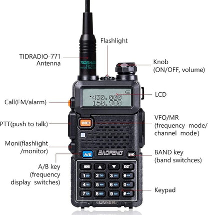 2 Pack BaoFeng UV-5R 8 Watt Ham Radio Handheld BaoFeng Radio with USB Charging Dual Band Ham Radio BaoFeng Walkie Talkie