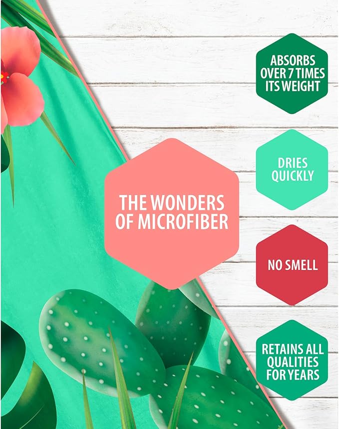 VENTURE 4TH Microfiber Beach Towel: Quick-Dry, Compact, Sand-Free, Absorbent, Sandproof and Lightweight - Perfect for Camping, Beach, and Roadtrips (Tropical Scent Design | 35x78 inches)