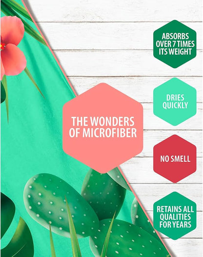 VENTURE 4TH Microfiber Beach Towel: Quick-Dry, Compact, Sand-Free, Absorbent, Sandproof and Lightweight - Perfect for Camping, Beach, and Roadtrips (Tropical Scent Design | 35x78 inches)