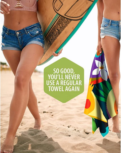 VENTURE 4TH Microfiber Beach Towel: Quick-Dry, Compact, Sand-Free, Absorbent, Sandproof and Lightweight - Perfect for Camping, Beach, and Roadtrips (Rainforest Cockatoo Design | 35x78 inches)