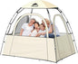 Sports Tent, 2-3 Person Outdoor Tent, 540° Transparent View,Waterproof/Coldproof, with Removable Top Cover, for Watching Sporting Events, Camping, Outdoor Activities (Khaki&Black) (Khaki)