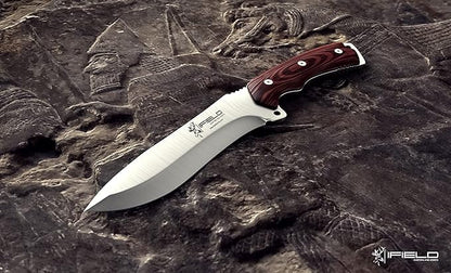 iField 150 Survival Camping Fixed Blade Knife with red Micarta Handle and 440C Blade Steel, 58-60 HRC of Hardness, Camping Tool for Fishing, Hunting, Sport Activity