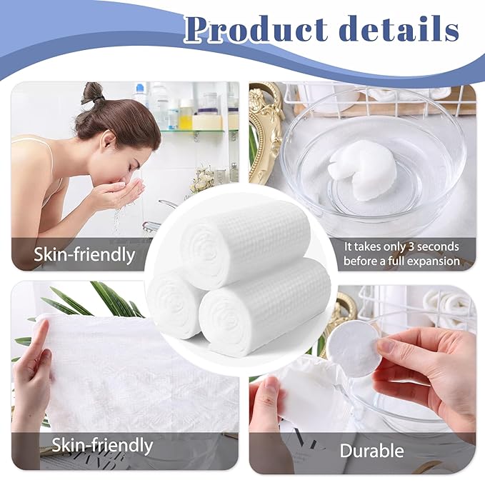 MCPINKY Compressed Towel Tablets, Thicker Magic Large Size Toilet Paper Portable Washcloth Reusable for Travel Camping Hiking Outdoor Sports Beauty Salon