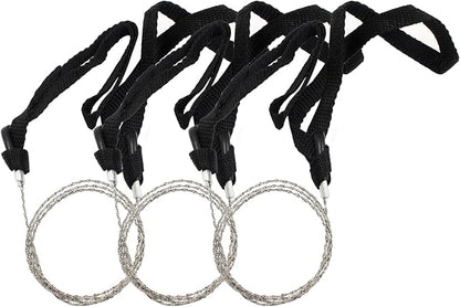 3 Pcs Hand Pocket Chainsaw Stainless Steel Emergency Saw Kit Mini Survival Wire Saw with Rope Handle for Cutting Hunting Hiking Backpacking Gear(Black)