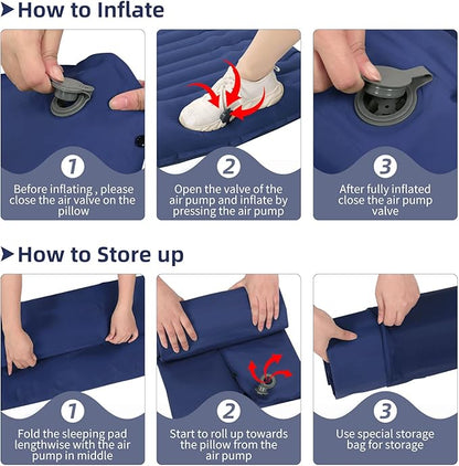 Inflatable Camping Sleeping Pad with Pillow, Thick 4.5 Inch Portable Sleeping Pad, Lightweight Sleeping Mat for Camping, Backpacking, Hiking