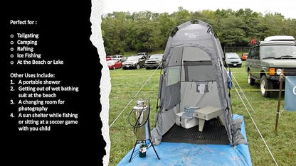 Spacious Portable Privacy Tent for Outdoor Showers, Changing Room & Compatible for Cleanwaste Camping Toilet - Surfing, Beach, Hiking, Ice Fishing & More - 6 ½ Ft. Tall with 4”x4”of FloorSpace