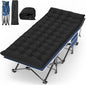Suteck Camping Cot, 32In XXL Folding Camping Cot Heavy Duty Sleeping Bed for Adults 1200D Double Layer Oxford Cots for Camping W/Pilllow Mattress Carry Bag for Home Office Nap Beach Travel, 500LBS