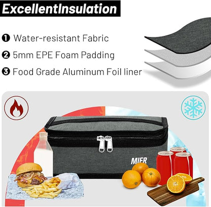 MIER Portable Thermal Insulated Cooler Bag Mini Lunch Bag for Kids, Grey