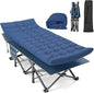 Suteck Camping Cot, 32In XXL Folding Camping Cot Heavy Duty Sleeping Bed for Adults 1200D Double Layer Oxford Cots for Camping W/Pilllow Mattress Carry Bag for Home Office Travel
