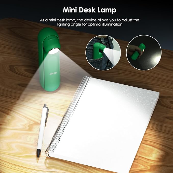 4 IN 1 Portable Handheld Fan,Personal Foldable Cooling Fan, Mini Pocket Fan,Desk Fan,Hand Fan,Flashlight,Power Bank,Table Lamp,Camping Travel Beach Fan, Birthday Gifts for Women Men(Green)