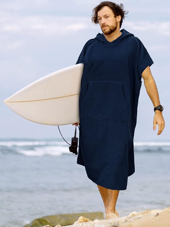 SUN CUBE Surf Poncho Changing Robe with Hood | Quick Dry Microfiber Wetsuit Changing Towel with Pocket for Surfing Men Women