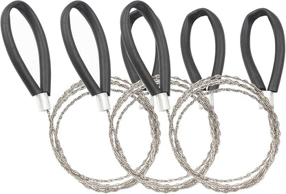 3 Pcs Hand Pocket Chainsaw Stainless Steel Emergency Saw Kit Mini Survival Wire Saw with Wire Handle for Cutting Hunting Hiking Backpacking Gear(Black)