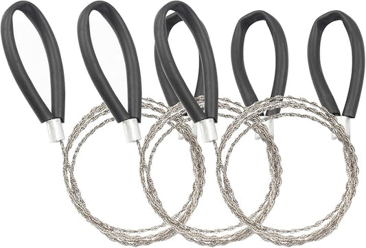 3 Pcs Hand Pocket Chainsaw Stainless Steel Emergency Saw Kit Mini Survival Wire Saw with Wire Handle for Cutting Hunting Hiking Backpacking Gear(Black)