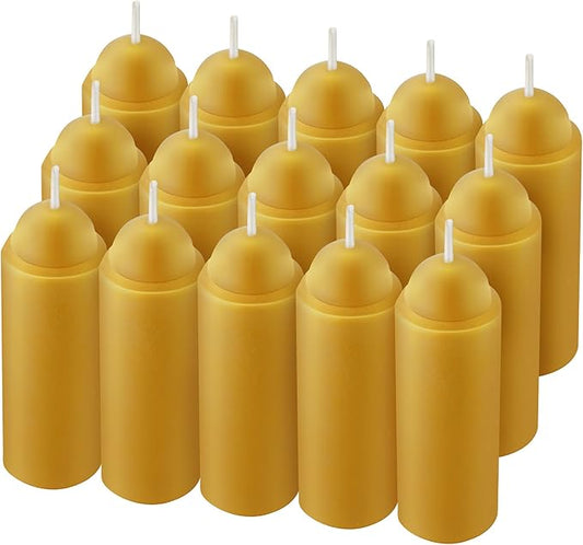 15 Pcs 15H Natural Beeswax Candles for Candle Lanterns, Emergency Candle for Outdoor Survival, Smokeless Long Lasting Candles for Emergency, Survival, Home Power Outages