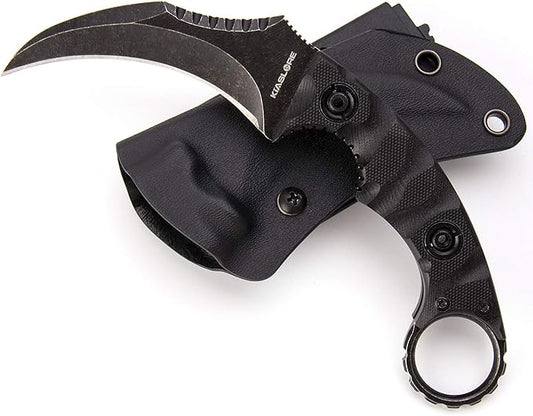 1911K Tactical Knife Fixed Blade Teeth Knife D2 curved Blade & G10 Handle for Outdoor Survival, Camping, Bushcraft and Hunting, with Sheath (Stonewashed, 180)