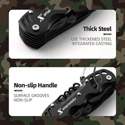 16 in 1 Multi Tool Tactical Knife Camping essential Survival Knife with Knife, Scissors, Saw, Wine Opener, Multiple Screwdrivers, Key Chain Easy Carry, Fish Scaler (Black)
