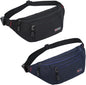 2 Packs Fanny Packs for Men and Women, Water Resistant Sports Waist Pack Bag Hip Bum Bag for Travel Hiking Running (Black + Blue)
