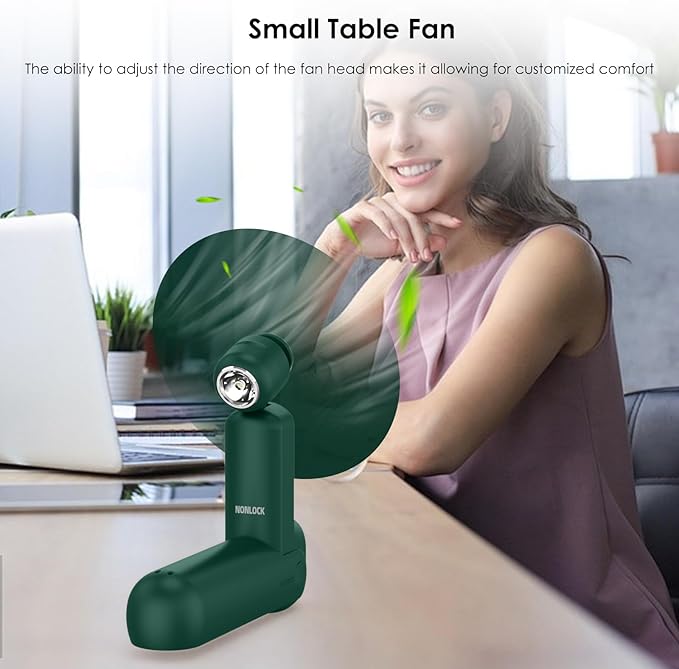 4 IN 1 Portable Handheld Fan,Personal Foldable Cooling Fan, Mini Pocket Fan,Desk Fan,Hand Fan,Flashlight,Power Bank,Table Lamp,Camping Travel Beach Fan, Birthday Gifts for Women Men(Dark Green)
