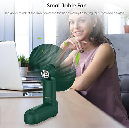 4 IN 1 Portable Handheld Fan,Personal Foldable Cooling Fan, Mini Pocket Fan,Desk Fan,Hand Fan,Flashlight,Power Bank,Table Lamp,Camping Travel Beach Fan, Birthday Gifts for Women Men(Dark Green)