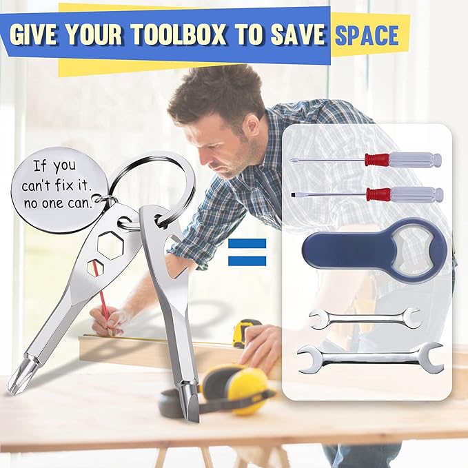 2 Pack Stocking Stuffers Christmas Gifts -5 In 1 Keychain Tools Cool Gadgets for Men Women Fathers Dad Grandpa Son Birthday Gifts, Women Boyfriend Husband Wife Flathead Bottle Opener Gifts Ideas