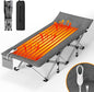 ZENPETIO Heated Camping Cot for Adults, Durable Foldable Cot Bed with Pad & Carry Bag, Portable Sleeping Cot for Camping Home Guest Stay, Direct Plug-in Design for Reliable Heating, Gray